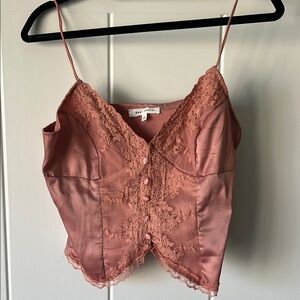 Pink Lace Camisole Crop Top
